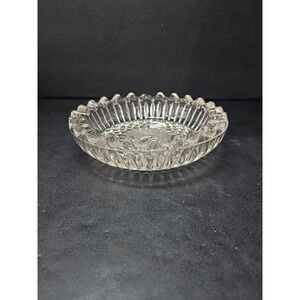 Mid Century Crystal Ashtray, Heavy Cut Glass, 6.5: Vintage Glassware Home Accent